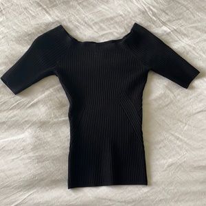 Black scoop neck top